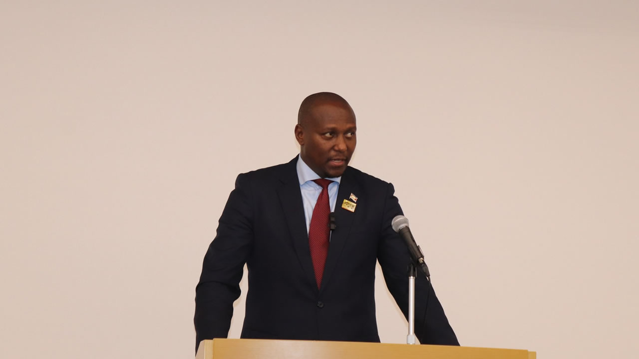 PM Russell Dlamini giving his speech at the event.