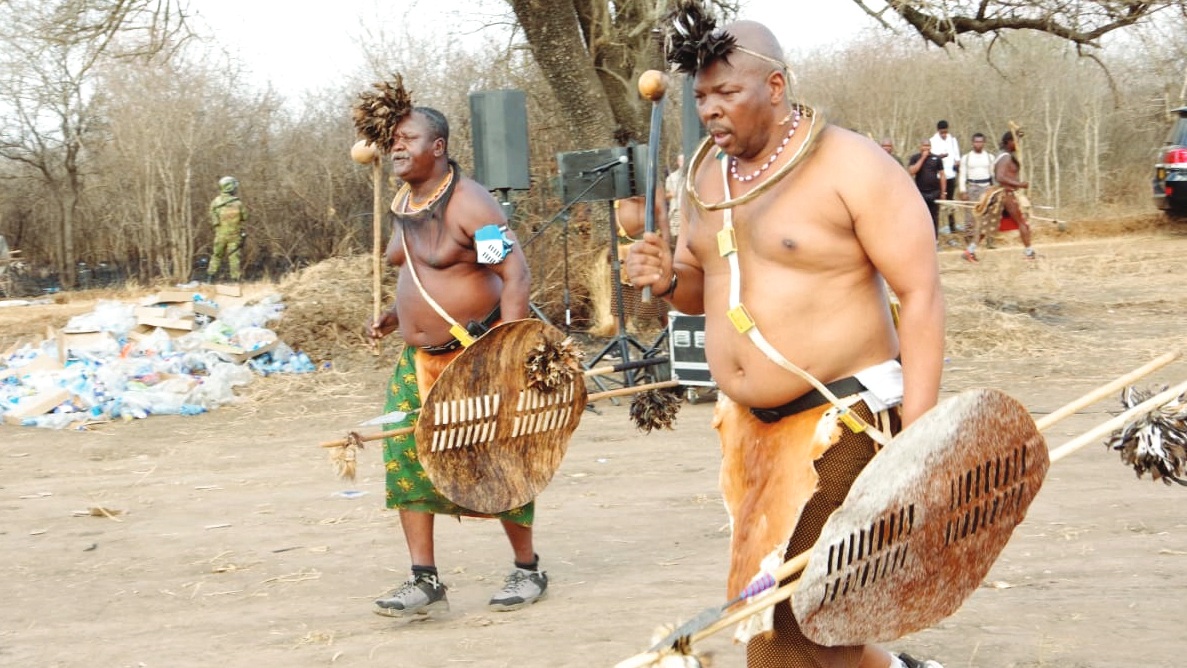 National Commissioner of Police Vusi Manoma Masango on his way to report to the King.