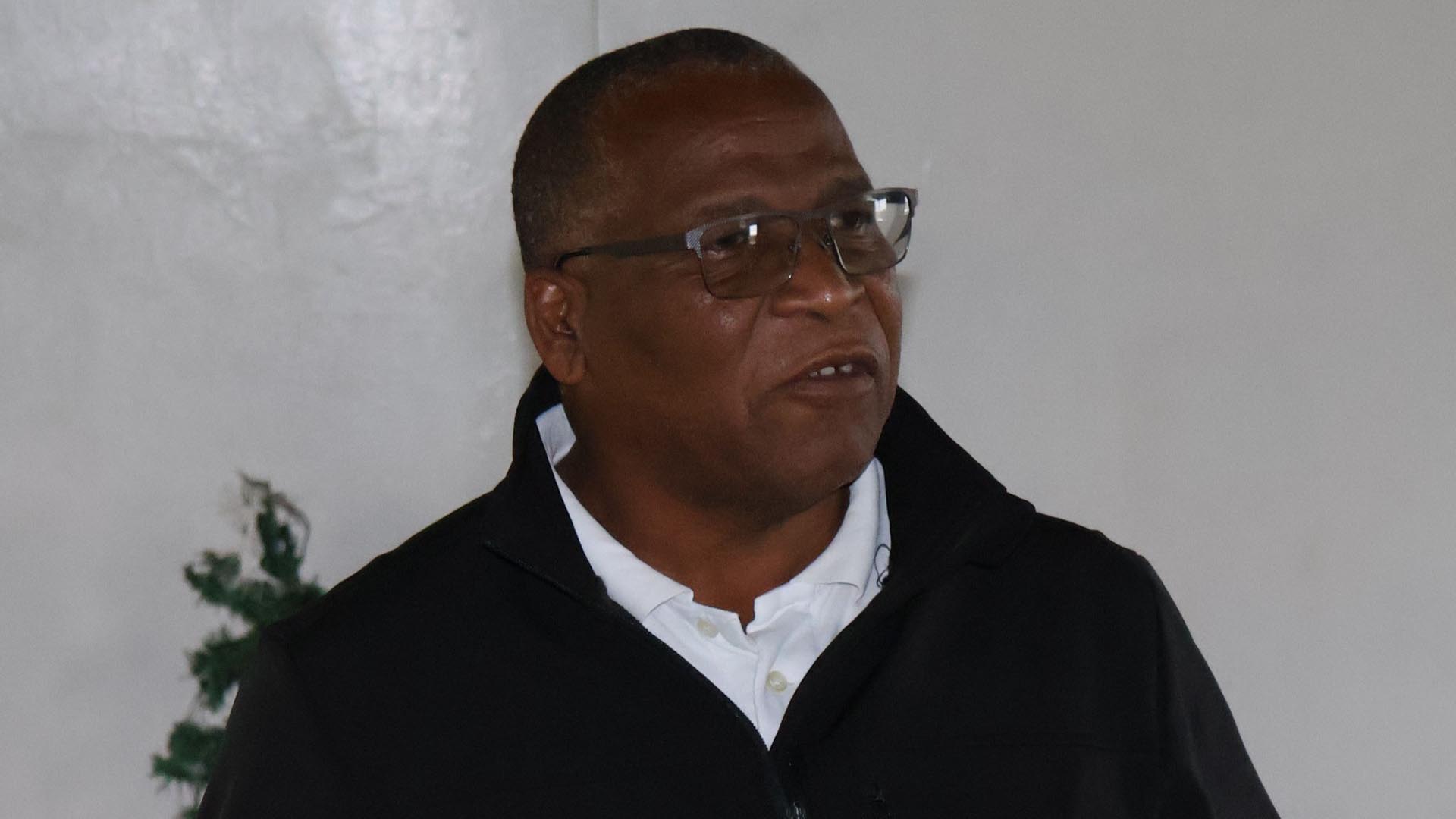 Emmanuel Dlamini, the Chairman of the Livestock Farmers and Butchery Owners Task Teams making his remarks during the meeting yesterday.