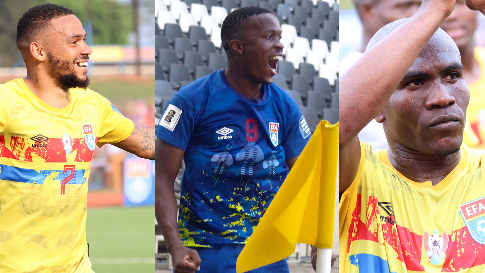top scorers: Sihlangu players Justice Figuareido (L), Junior Magagula (C) and Philani Mkhonto  (R) have all finished 2025 with two goals each for the national team. (File pics)