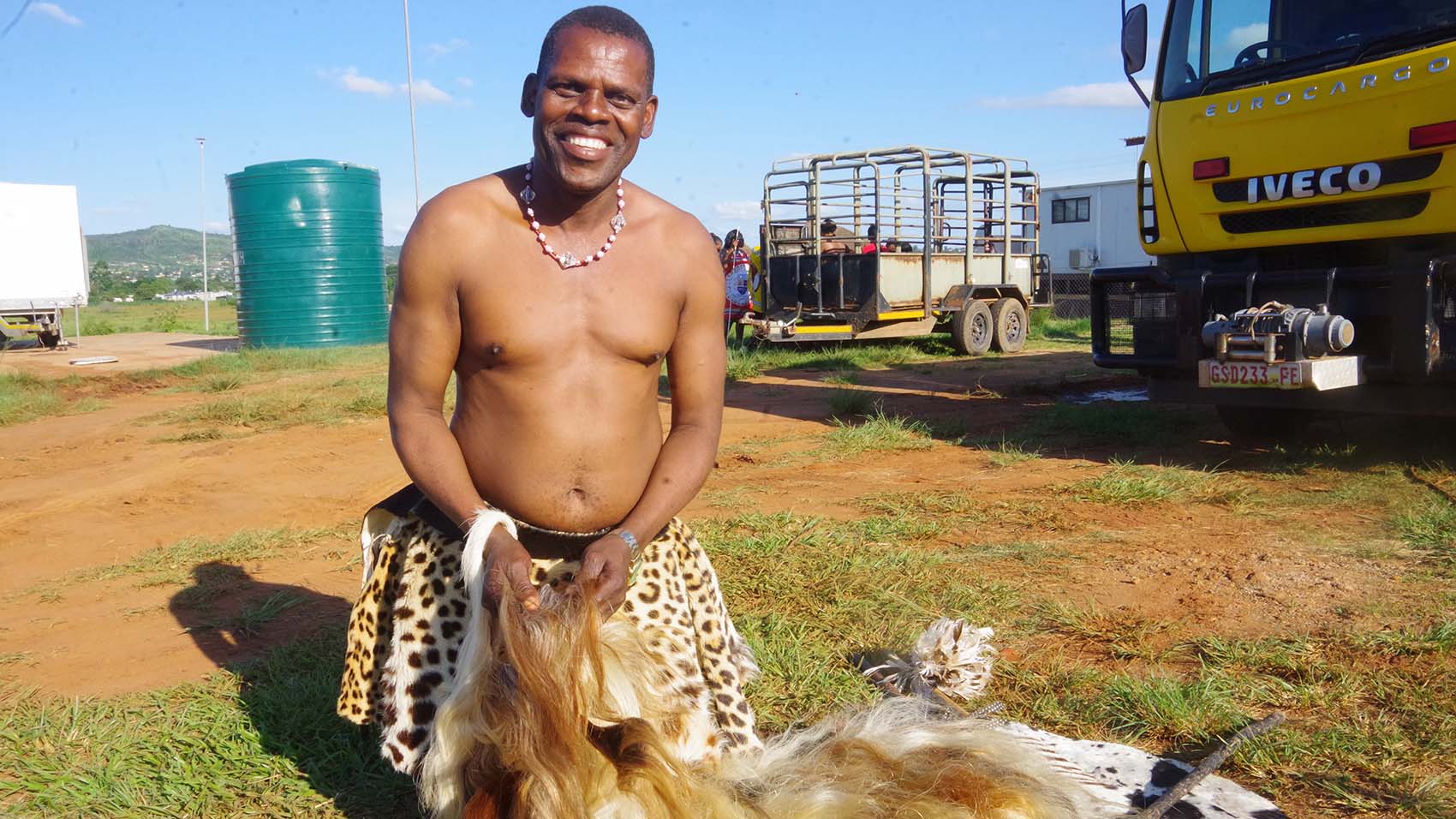 Umbutfo Phulula preparing his attire ahead of the event.