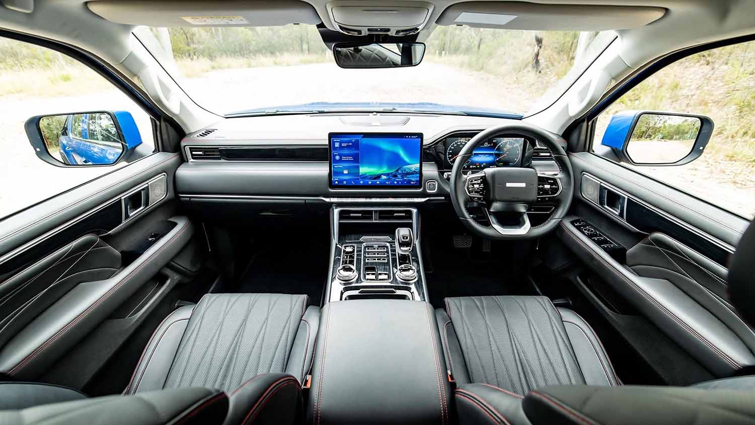 Step inside and youu2019re greeted by dark brown leather upholstery, polished trim and subtle ambient lighting that gives the cabin a genuinely premium feel.