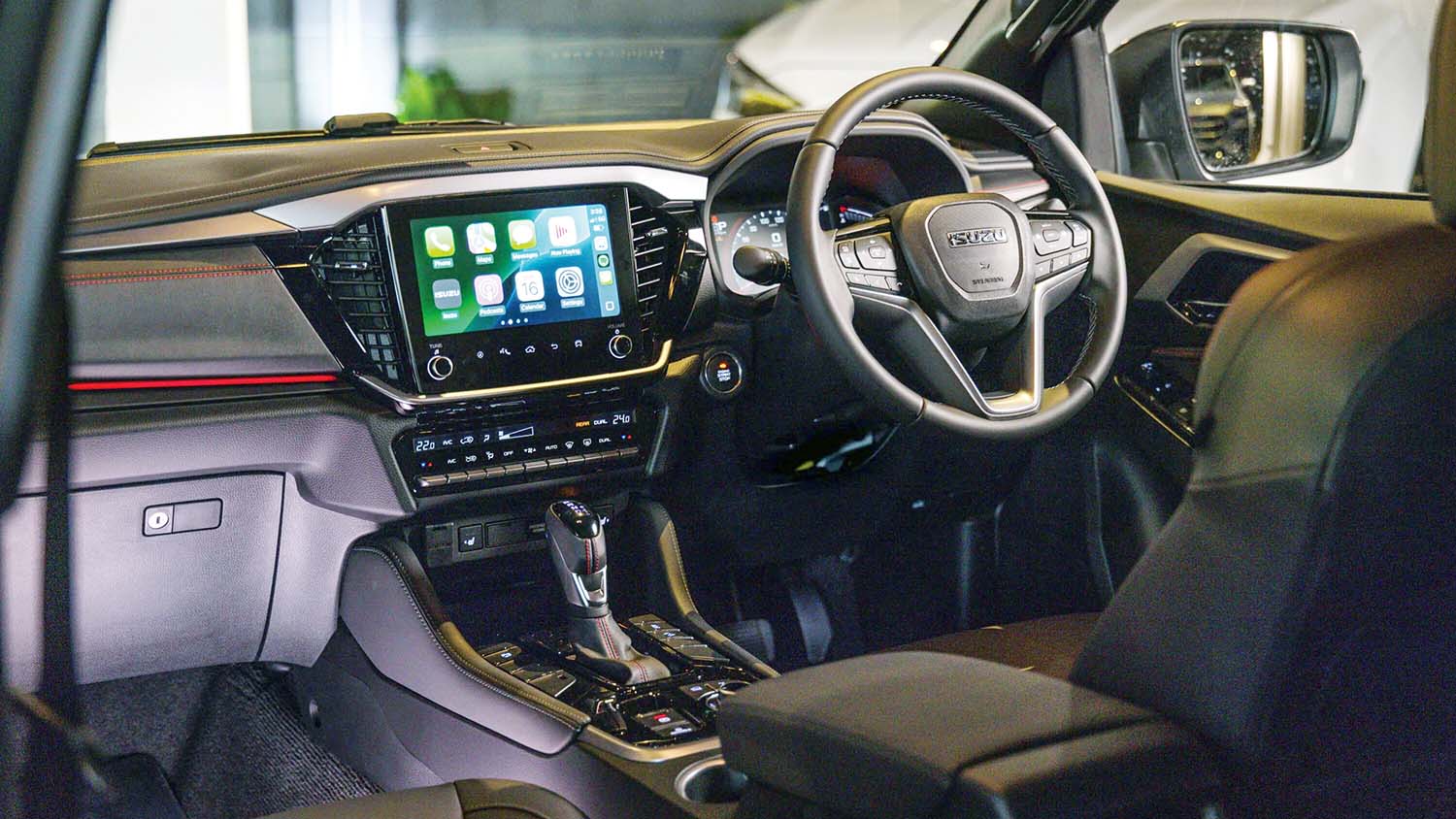 This being the X-Terrain, you also get leather seats with neat stitching. (Inset) The cabin has been refreshed with a new design and more technology. (Pics: Pacific and Isuzu)