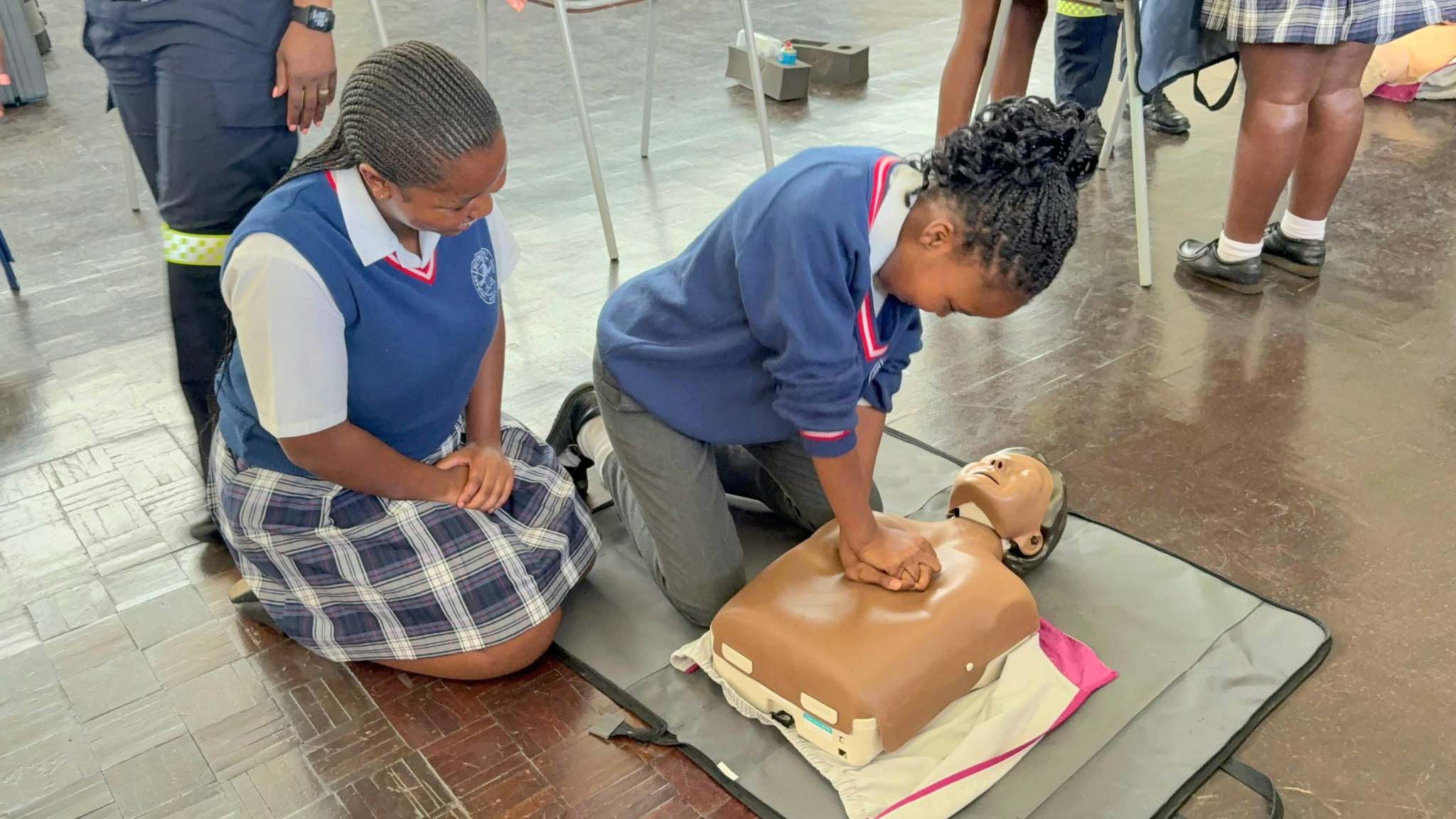Sifundzani learners practise life-saving techniques during a recent first aid training session.