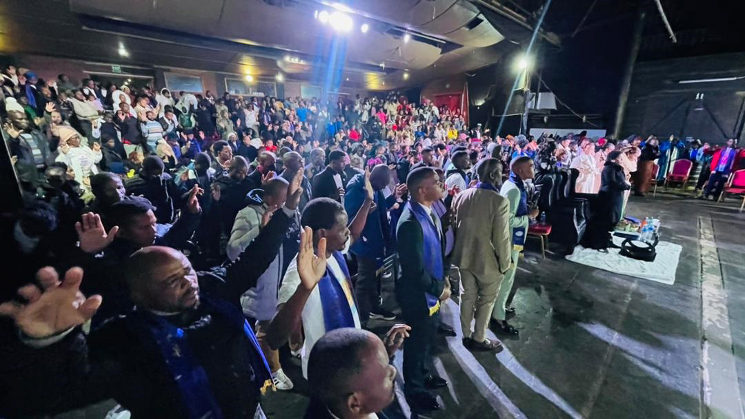 Worshippers fill the Mbabane Theatre Club.