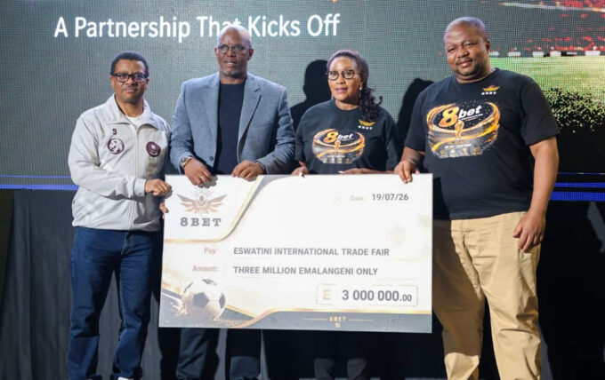 The third edition of the 8Bet Trade Fair Cup 2026 has been officially launched with a E3m purse by the Minister for Sports, Culture and Youth Affairs, Bongani Nzima, alongside other dignitaries at the Mavuso Sports Centre Hall yesterday evening. (Pic: Nimrod Hlophe)