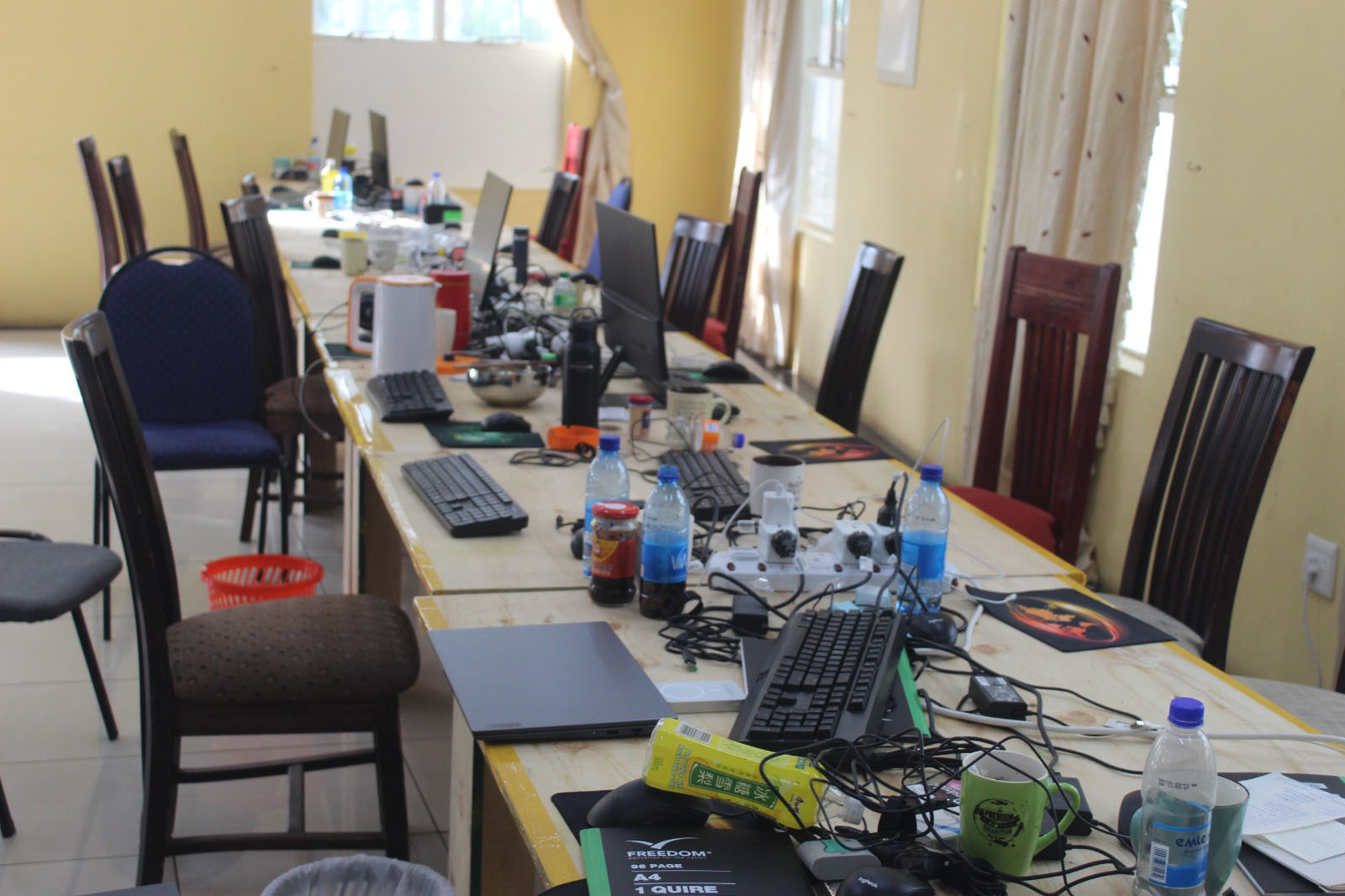 The gadgets that were found in one of the rooms at Castle Hotel where the foreign nationals were allegedly operating the online gambling business. (File pics)