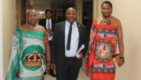 The Chairperson of the Ministry of Sports, Portfolio Committee, MP Sifiso Shabalala flanked by PS Prince Mlayeto (R) and US Mzwandile Mtsetfwa. (Pic: Mnelisi Dlamini)