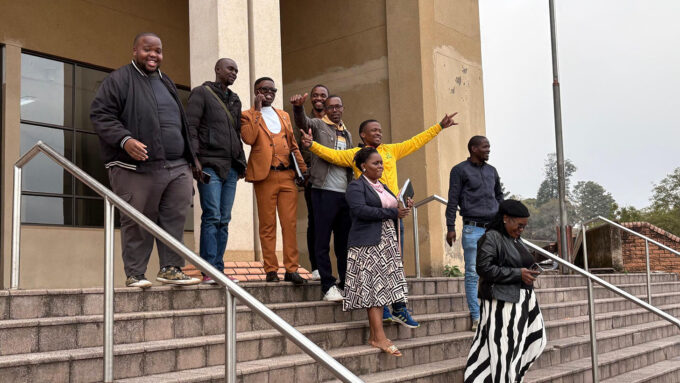 Some former employees of The Luke Commission who attended the case yesterday at the High Court.