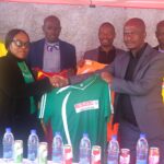 Meru Filling Station Manager Precious Dlamini presenting ERA Chairman Mbongiseni Fakudze with the Spar branded kit for the regional referees games. The sponsorship worth E20 000 was held at the filling station premises in Pigg’s Peak yesterday. (Pics: Machawe Fakudze)