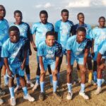 Young Heroes players sporting their new kit, courtesy of Sicalisa Foundation at KaLanga Sports Ground.