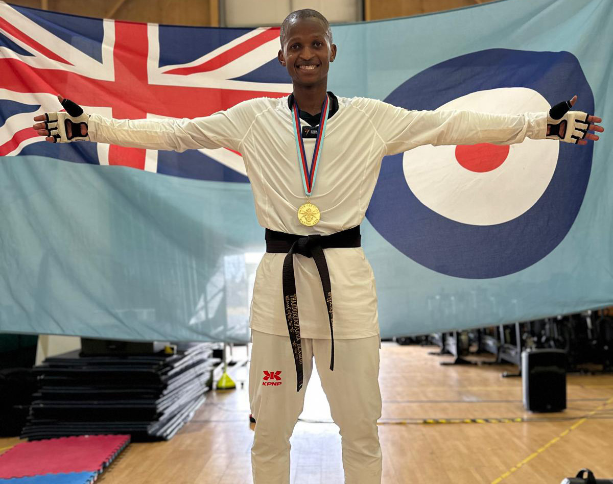 UK-based taekwondo star Thandukukhanya Dlamini celebrating his award. (Courtesy pic)