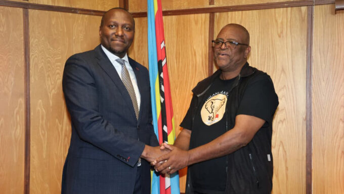 The PM, Russell Dlamini with Philani Maswati Chairman Lutfo Dlamini.