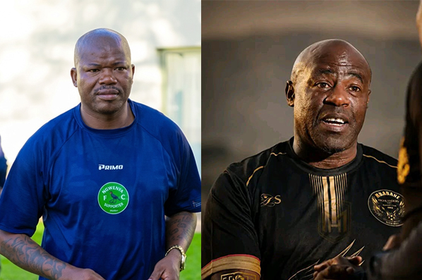 Both Mbabane Highlanders and Nsingizini Hotspurs parade South African Coaches Floyd Mogale and Mandla Qhogi.