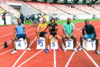 Eswatini sprint sensation Mlandvo Maziya (R) will face Africa's heavyweights in Glasgow.