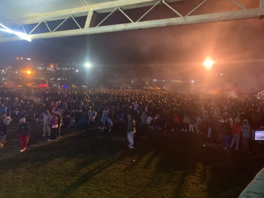 Hundreds of football fans turned up at Prince of Wales Sports Ground in the heart of Mbabane for the Mbabane Municipality Council-hosted FIFA World Cup final watch party, which was also attended by Prime Minister Russell Mmiso Dlamini. (Pic: Sanele Jele)