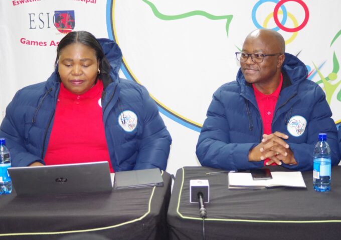 ESIGA President Sithembile Simelane and SAIMSA President Sam Rametsi during the press briefing. (Pic: Nimrod Hlophe)