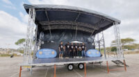Eswatini National Council of Arts and Culture personnel on the mobile stage.