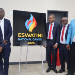 Sports, Culture and Youth Affairs Minister Bongani Nzima (2nd L) joined by senior sports administrators (L-R) Zakhele Dlamini, Maxwell Jele, Victor Dlamini and Darius Dlomo during the launch of the Eswatini National Games in Lobamba yesterday. (Pic: Ntombikayise Gwebu)