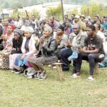 Nyonyane residents reacting by a clap of hands as their MP Michael Masilela promises to be their voice on the compulsory DNA, medical aid and elderly grant increase.