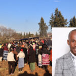 A photo of the mourners from a distance. (Inset) Apostle PP Zikalala