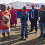 Minister for Labour and Social Security Phila Buthelezi explaining a point after a meeting with WBHO Construction management alongside his delegation at Phuzamoya.