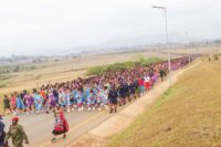 Throngs of Imbali march after being commissioned by His Majesty King Mswati III for this year’s reed dance.