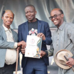 The Minister for Sport, Culture and Youth Affairs Bongani Nzima flanked by some of the winners on the day.