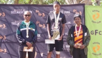 Amahle Mathunywa fought through a knee injury to claim victory in the women’s 21km race, with Thobile Ngwenyama (L) and Gugu Mthembu taking second and third places, respectively. (Pics: Nimrod Hlophe)