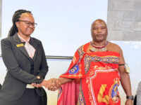 Newly appointed Eswatini Institute of Management and Public Administration (EIMPA) Principal Gcinaphi Dlamini being introduced by the Minister for Public Service Mabulala Maseko. (Courtesy Pic)