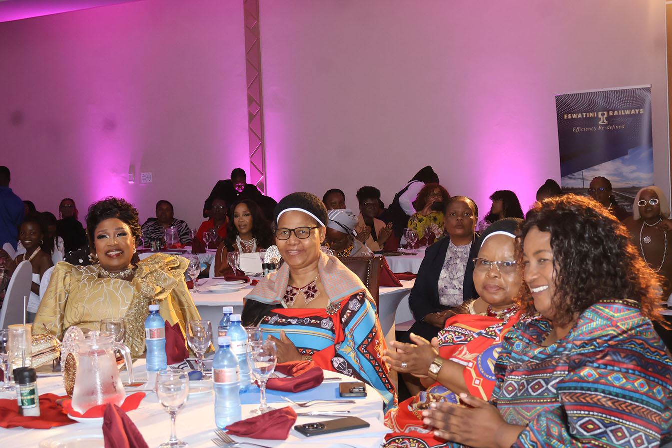 Inkhosikati LaMatsebula (2nd L) sharing a light moment with Senator Sylvia Mthethwa (L), Minister for Tourism and Environmental Affairs Jane Simelane (2nd R) and the Host, Managing Director and Founder of The African Storyteller, Thuli Phiri yesterday. (Pic: Phesheya Simelane)