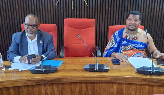 Senators Celumusa Mdvoti and Sicelo Dlamini folloiwng the proceedings.