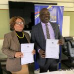 Minister for Education and Training Owen Nxumalo and Education, Training and Skills Development Committee Chairperson Tizzi Maphalala after briefing on the Committee’s report