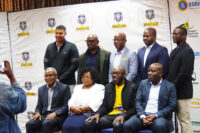 Minister for Tourism Jane Simelane (2nd L, front row) alongside MTN CEO Jerry Soko, ESRIC General Manager Zama Ngcobo, EEC representative James Mabundza (1st L), and other sponsor representatives and stakeholders during the launch of the King’s Golf Cup at Royal Swazi Spa. (Pic: Sanele Jele)