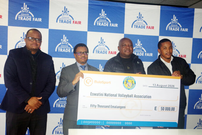 (L-R) EIPA Head of Trade Promotion Sibusiso Mnisi, CEO Sibani Mngomezulu, Eswatini National Volleyball Association (ENVA) President Eric Gama and MulaSport Country Manager Mukelo Magagula. (Pic:Ntombikayise Gwebu)
