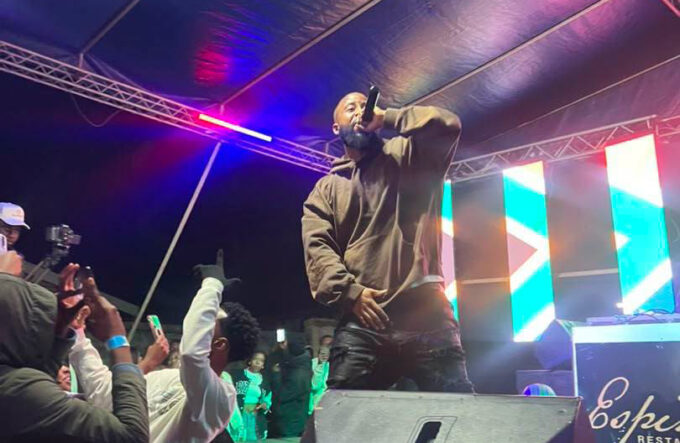 South African award winning Hip hop superstar,Cassper Nyovest performing this past Saturday in Siteki.(Pics: ESPINHO FACEBOOK PAGE)