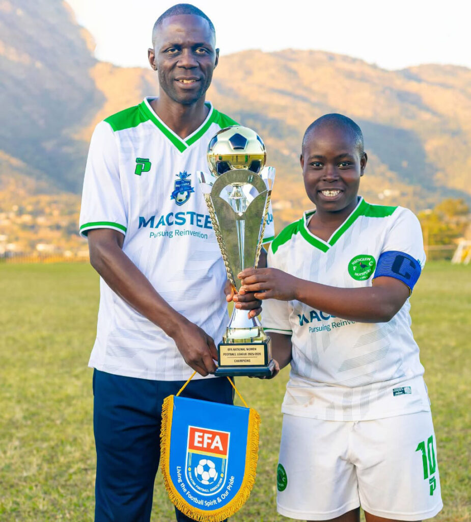 Nsingizini Hotspurs Ladies Coach Tobias Ntuli (L) and Captain Nomfundo Bhembe. (Pic: Nsingizini Hotspurs Ladies)