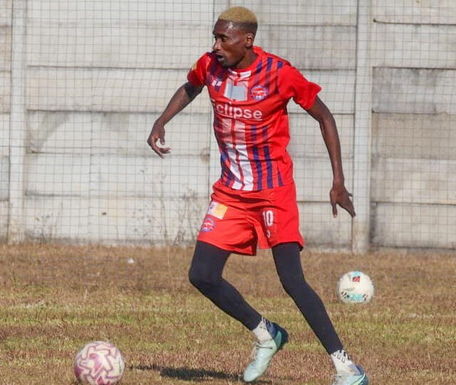Former Baroka FC star Mthokozisi ‘Dancing Confidence’ Ngcobo in action for Mbabane Swallows during the Pigg’s Peak Clean Up Campaign tournament on Saturday.