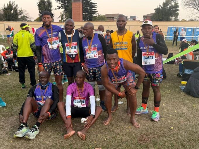 Some emaSwati with their medals during a recent edition of the Comrades Marathon. (File pic)