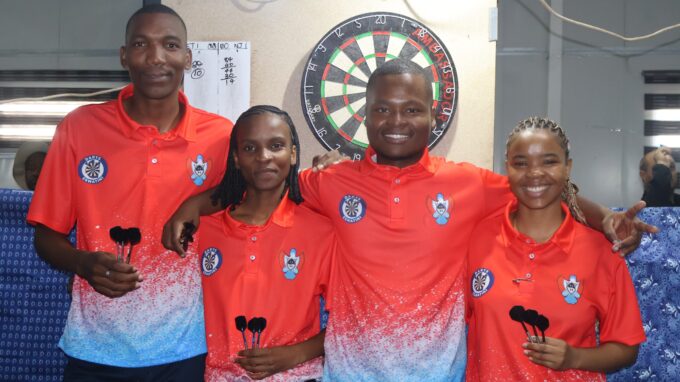 (L-R) Eswatini under 25 youth team players Sandziso Nhleko, Mbali Sihlongonyane, Siphamandla Dladla and Neliswa Mhlanga have shown mettle by reaching the podium at the 2026 AUSC Region V games in Gaborone, Botswana. (Pic:Ntombikayise Gwebu)
