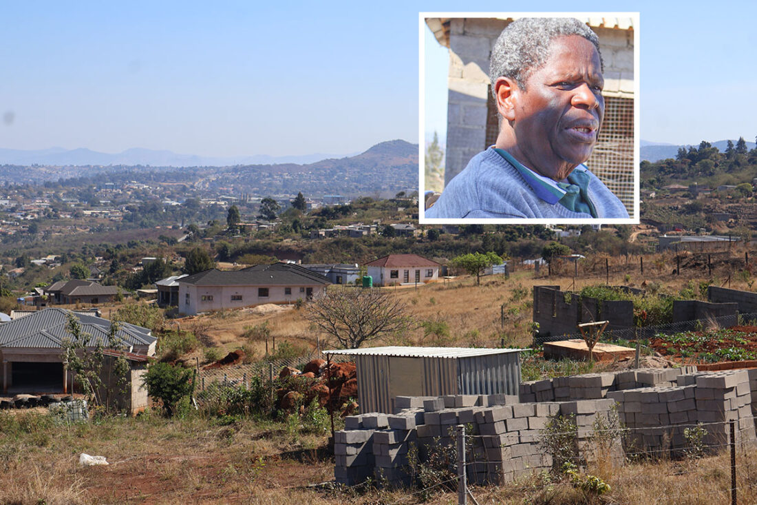 Some of the structures within Remainder Farm 9 of Moneni belonging to Tisuka Taka Ngwane. Most of the structures are new and were within the past five years. (Inset) Prince Polycarp.