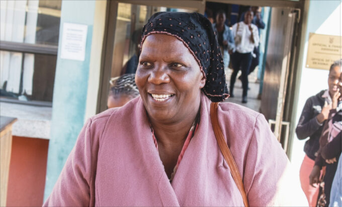 Hlengiwe Sylvia Mkhonta leaving the Manzini Magistrates Court after appearing on a fraud charge involving an alleged E133 754 loss at Raleigh Fitkin Memorial Hospital. (Pic:Siphosethu Dlamini)