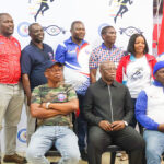 AE President Zakhele Dlamini (C) front row with the SNAT executive after SNAT Big Bend Half Marathon launch yesterday. (Pics: Machawe Fakudze)