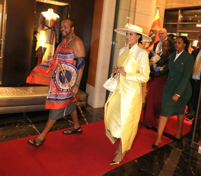 His Majesty the King, accompanied by Inkhosikati LaNgangaza.