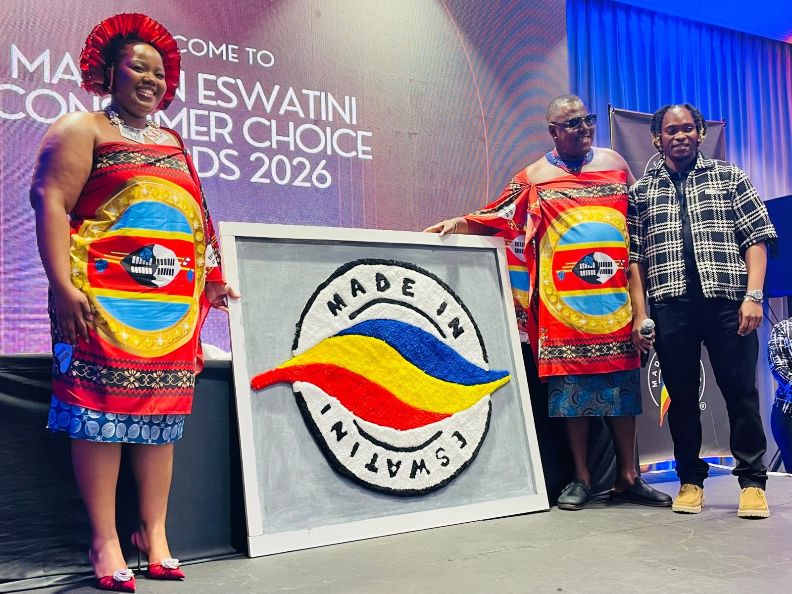 Princess Sakhizwe and Melusi Zox Dlamini received this rug from Rugs Eswatini founder Ncwiki Flexiano.