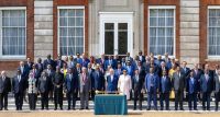 His Majesty King Mswati III (front row, 3rd to right of King Charles III) during the Commonwealth family photo session at Marlborough House, Commonwealth Secretariat headquarters, yesterday.