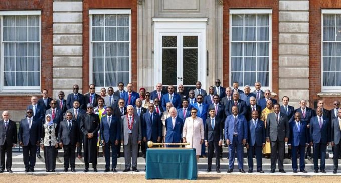 His Majesty King Mswati III (front row, 3rd to right of King Charles III) during the Commonwealth family photo session at Marlborough House, Commonwealth Secretariat headquarters, yesterday.