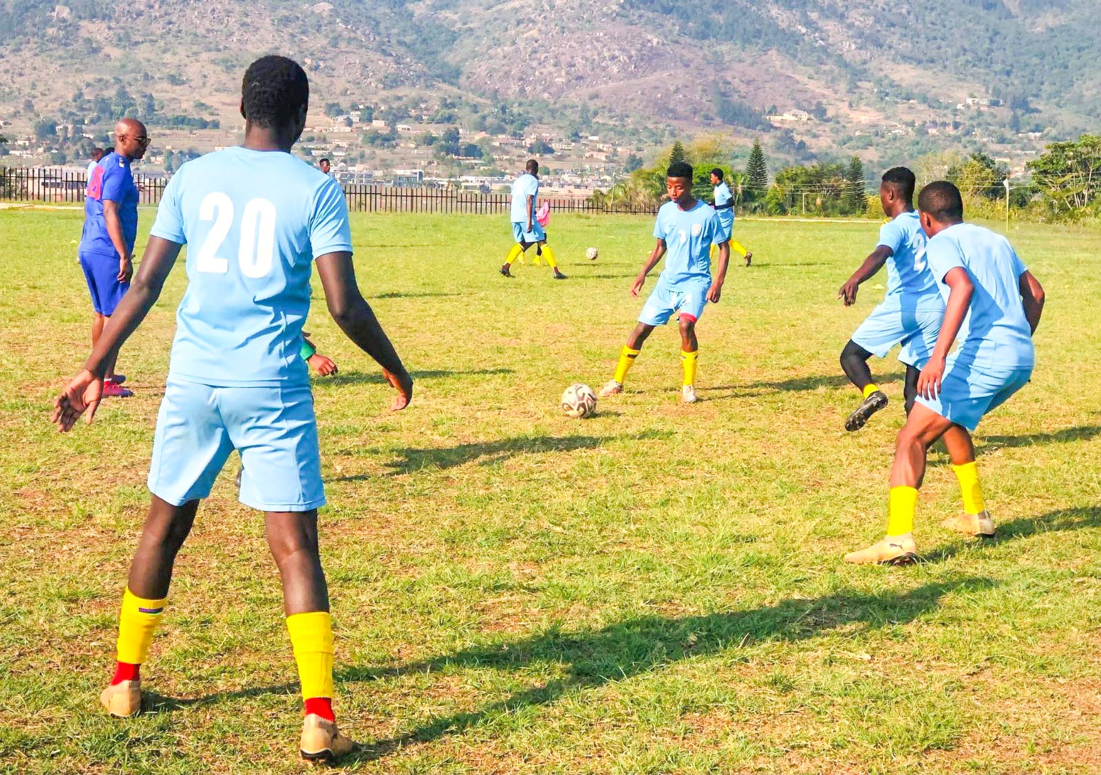 The Eswatini national U-20 team players in training at the Lobamba Technical Centre. (Pic: EFA)