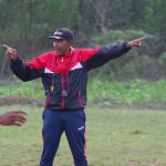 New Amawele Coach Bongani Mhlongo giving instructions on his first training session. (Pic: Machawe Fakudze)