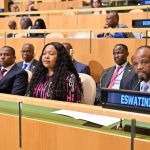 His Majesty King Mswati III in New York. Next to him (L) Minister for Foreign Affairs and International Pholile Shakantu.
